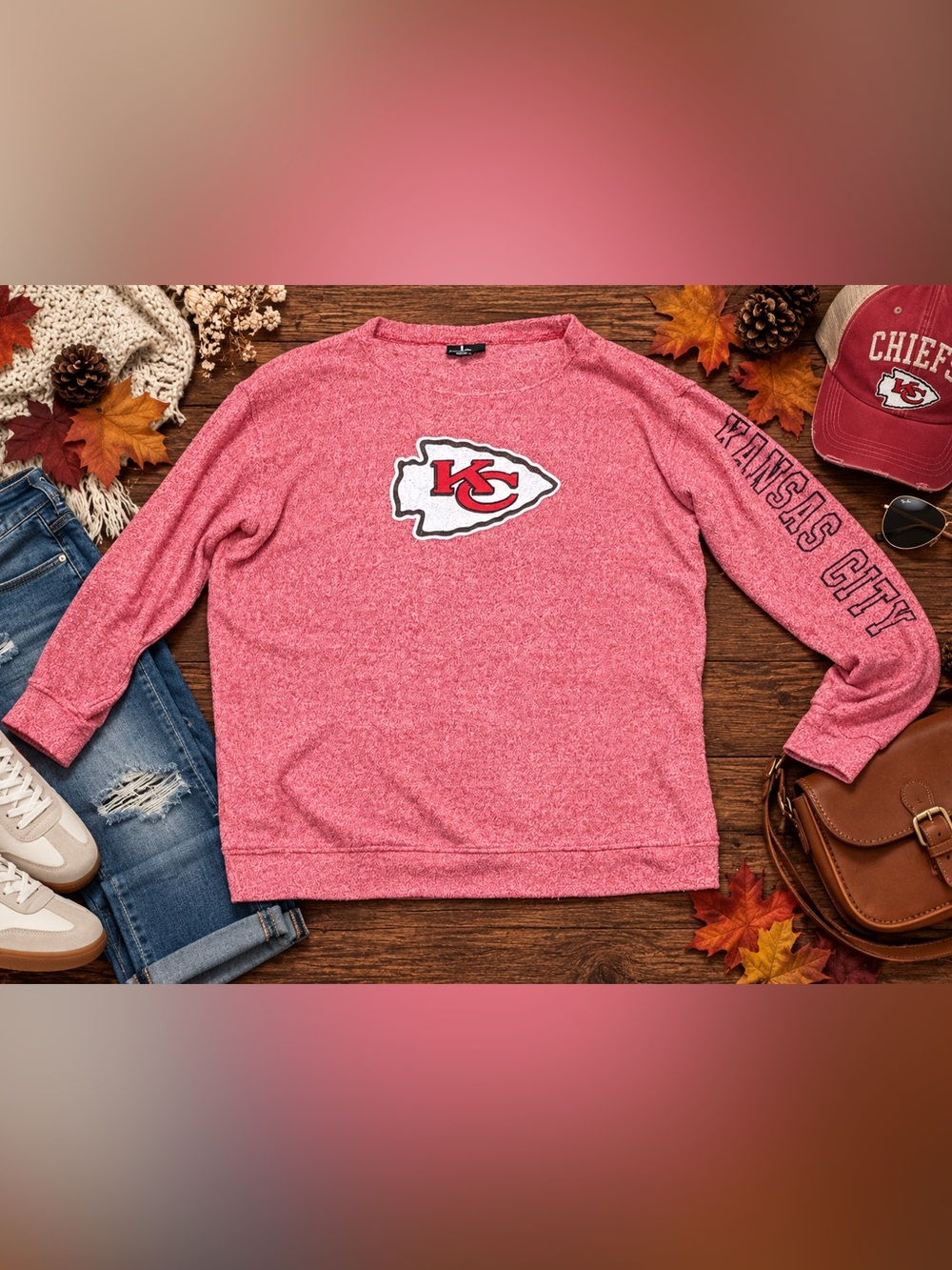 Kansas City Chiefs BoxerCraft Red Textured Crewneck Sweatshirt 2XL